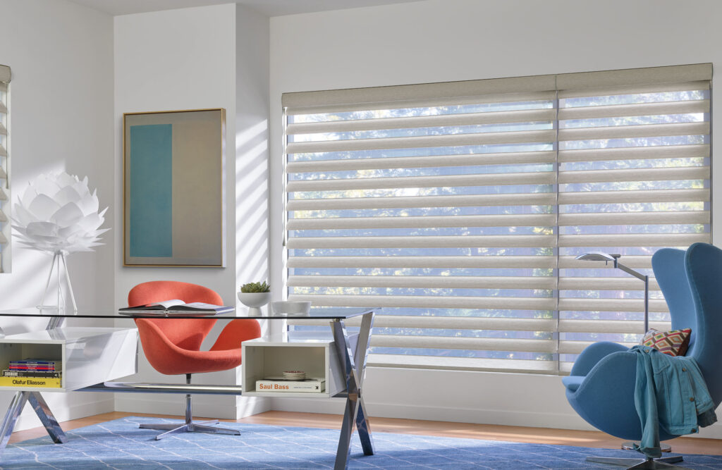 Large Pirouette-style blinds fitted in a contemporary office